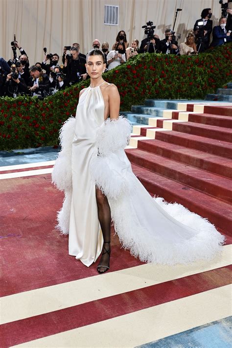 met gala ysl|hailey Bieber red carpet looks.